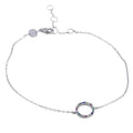 Sterling Silver bracelet with a central disc feature which is filled with cubic zirconia stones. 