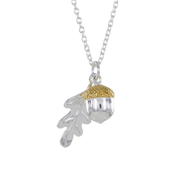Oak Leaf and Acorn Sterling Silver and Gold Plated Necklace - Reeves & Reeves