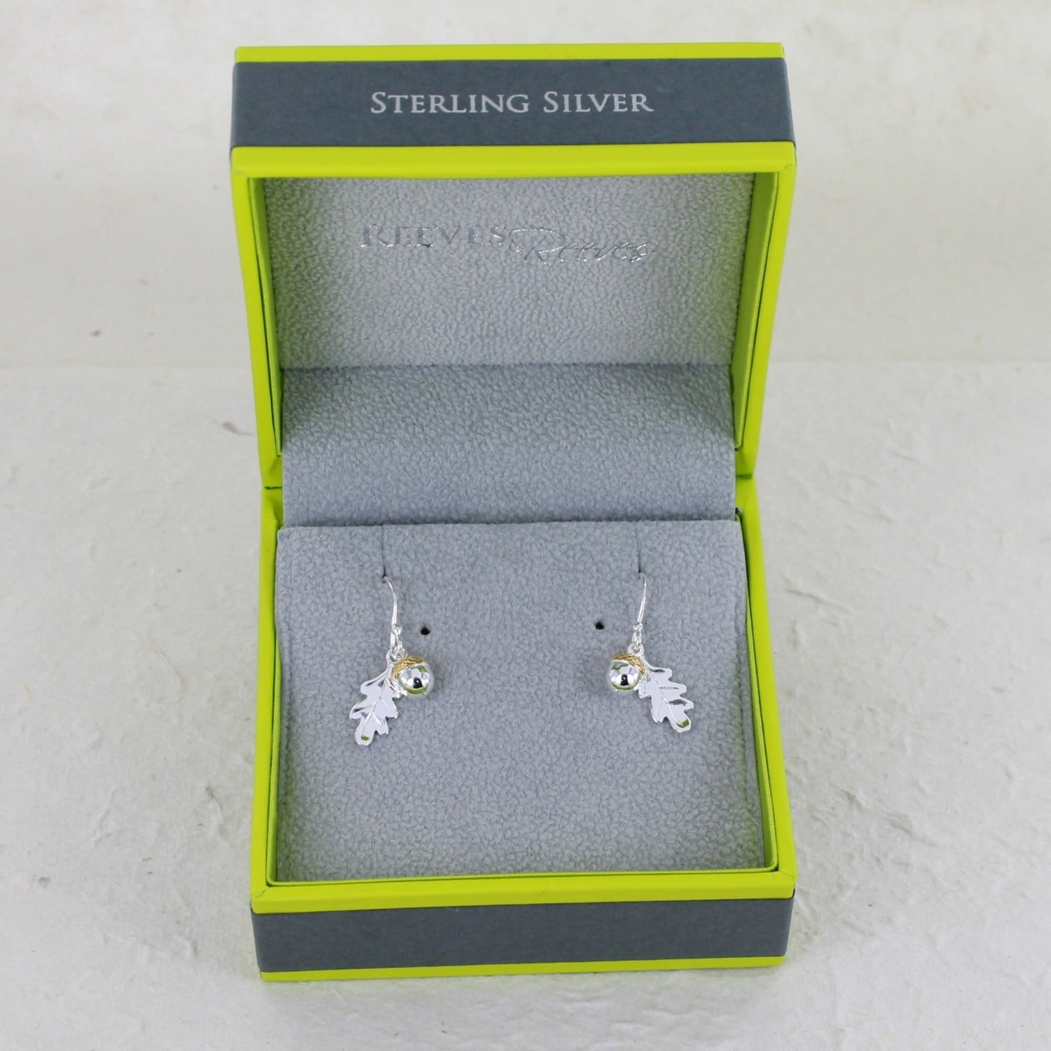 Oak Leaf and Acorn Sterling Silver and Gold Vermeil Drop Earrings - Reeves & Reeves
