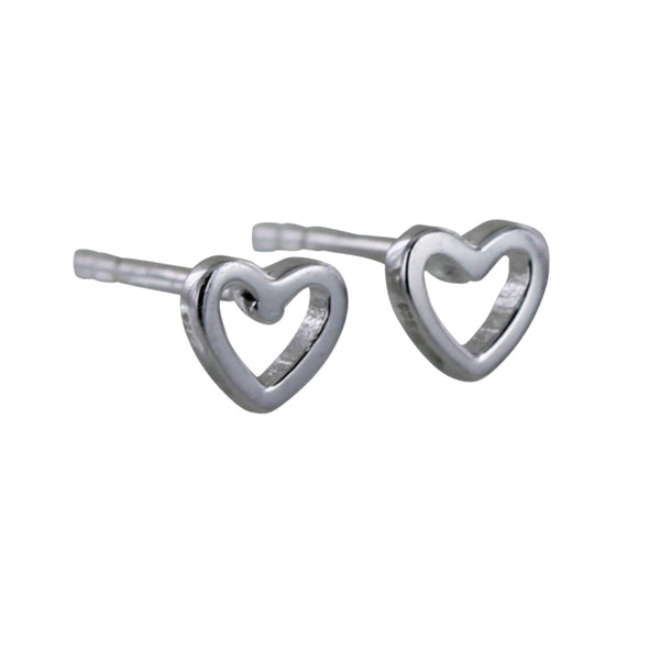 Open Heart Sterling Silver Stud Earrings - Reeves & Reeves