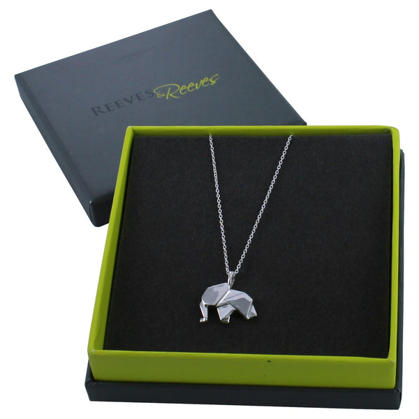 Origami Elephant Sterling Silver Necklace - Reeves & Reeves