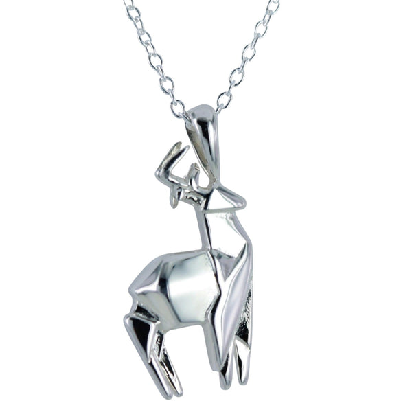 Origami Sterling Silver Stag Necklace - Reeves & Reeves