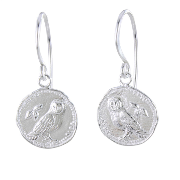 Owl Coin Sterling Silver Drop Earrings - Reeves & Reeves