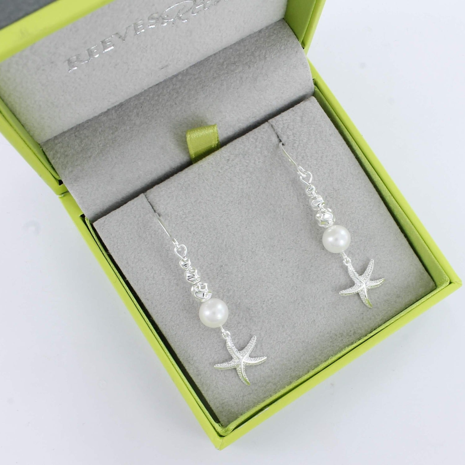 Pearl and Starfish Drop Earrings - Reeves & Reeves