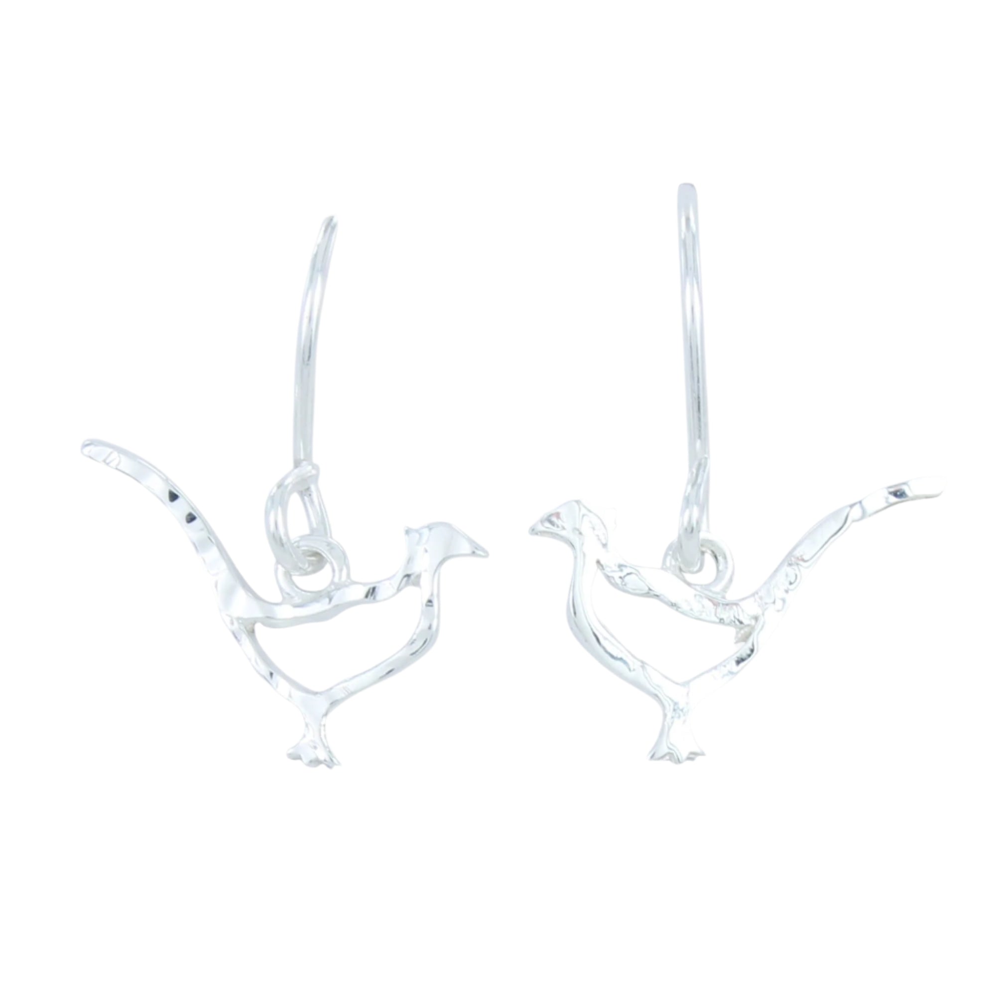 Pheasant Silhouette Sterling Silver Earrings - Reeves & Reeves