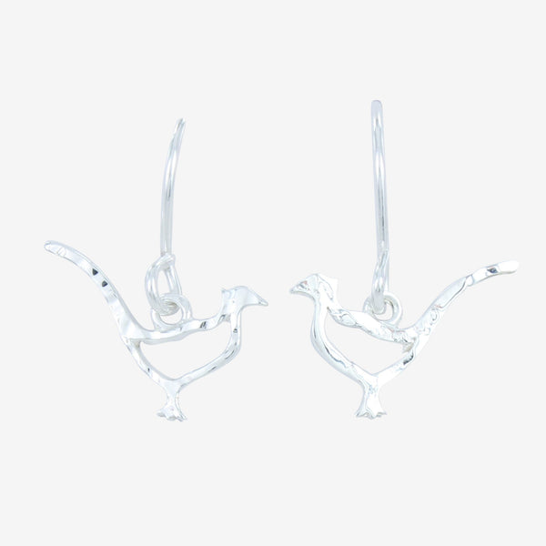Pheasant Silhouette Sterling Silver Earrings - Reeves & Reeves