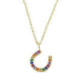 Rainbow Crystals and Sterling Silver Horseshoe Necklace - Reeves & Reeves