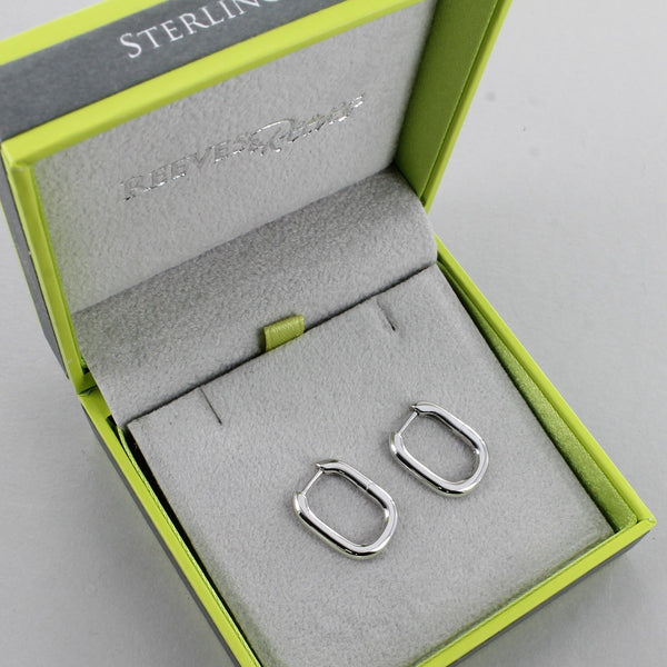 Rectangular Hoop Earrings in Sterling Silver - Reeves & Reeves