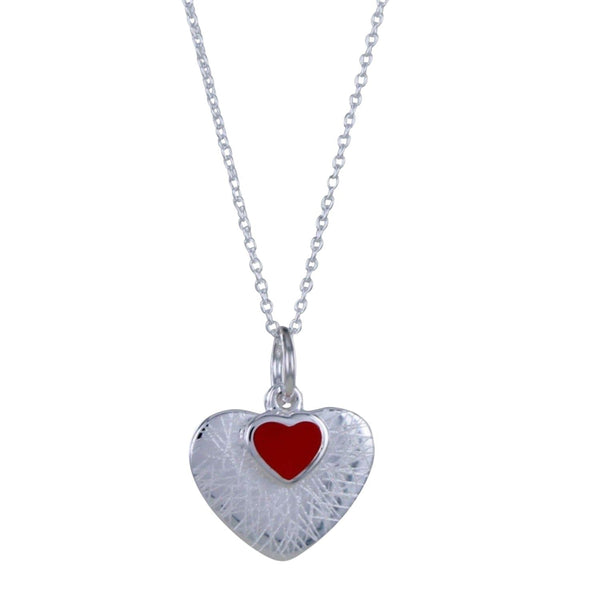 Red Love Heart Sterling Silver Necklace - Reeves & Reeves