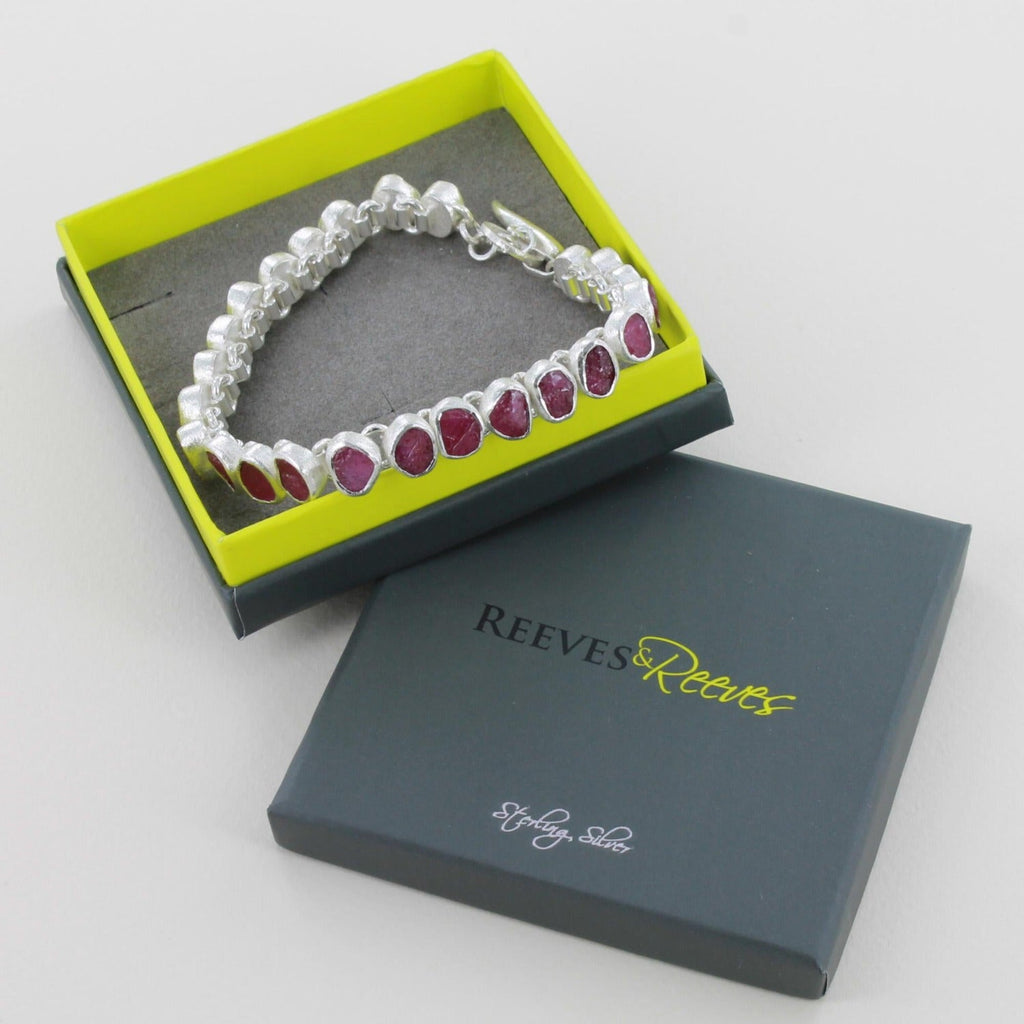 Rough Stone Ruby Bracelet in Sterling Silver - Reeves & Reeves