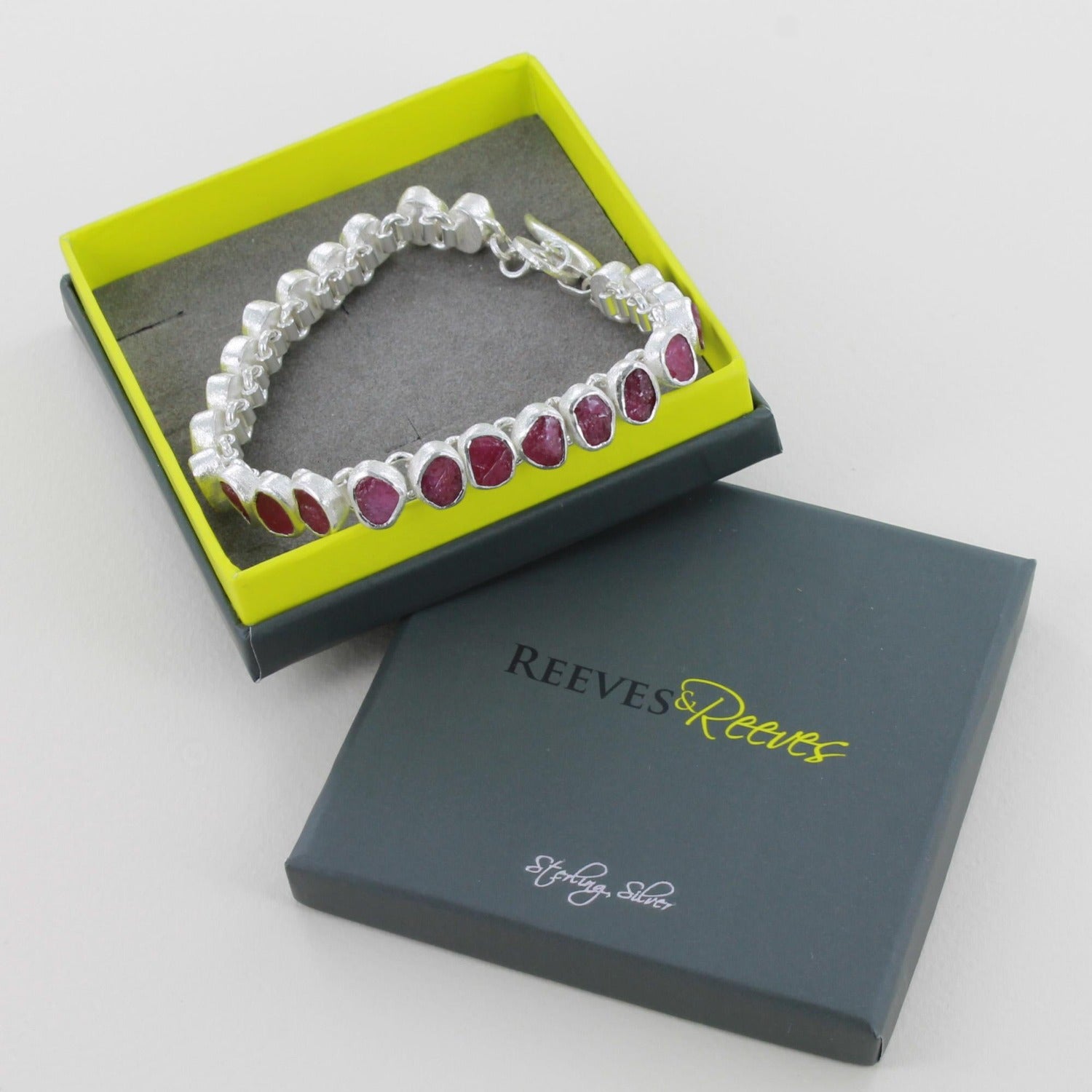 Rough Stone Ruby Bracelet in Sterling Silver - Reeves & Reeves