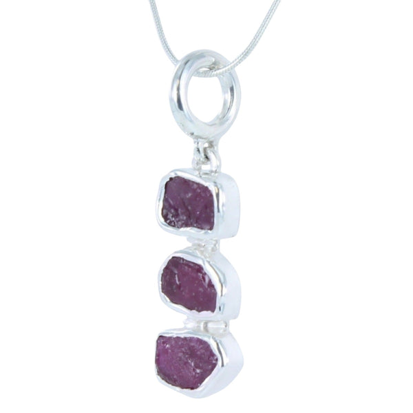 Rough Stone Ruby Necklace in Sterling Silver - Reeves & Reeves