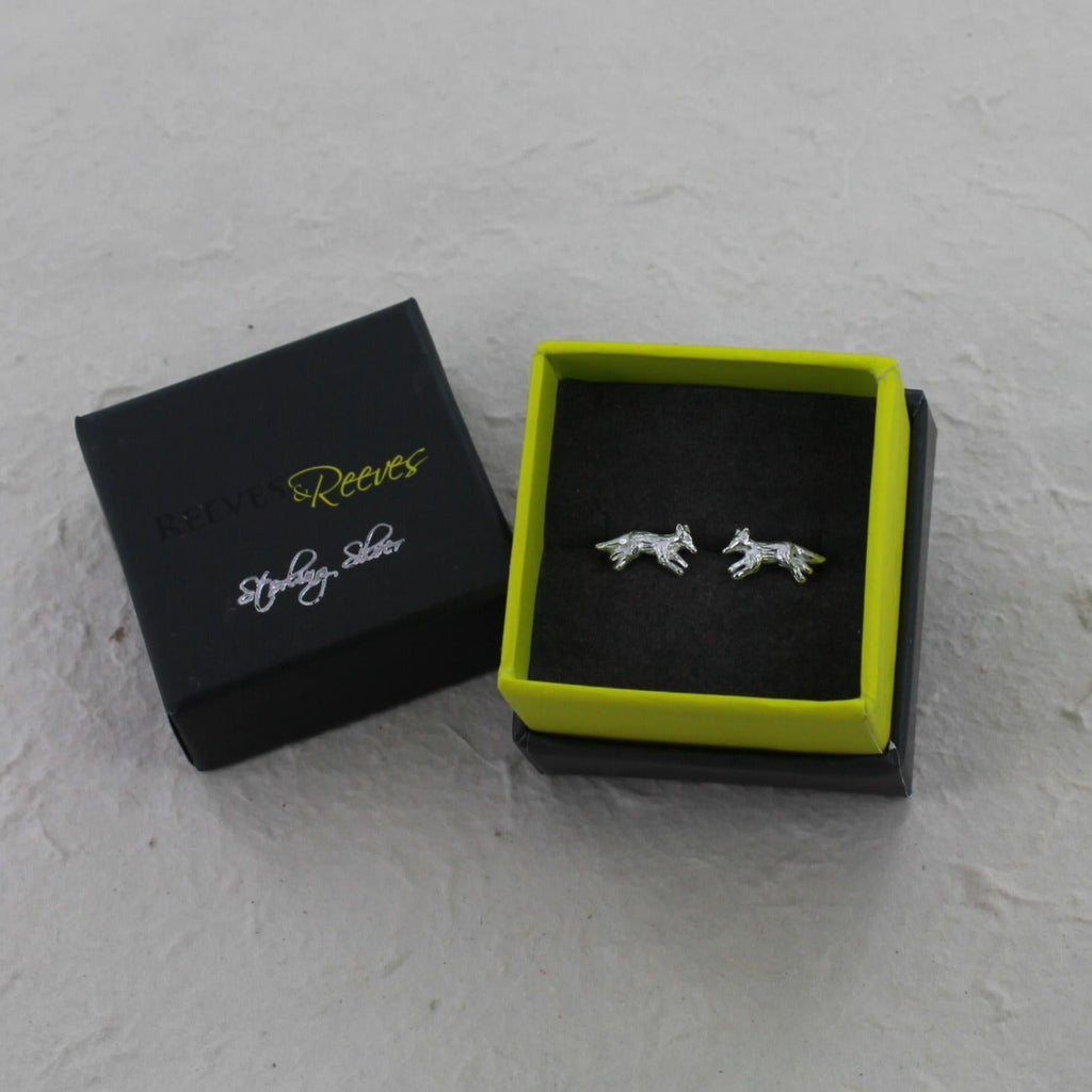 Running Fox Sterling Silver Stud Earrings - Reeves & Reeves