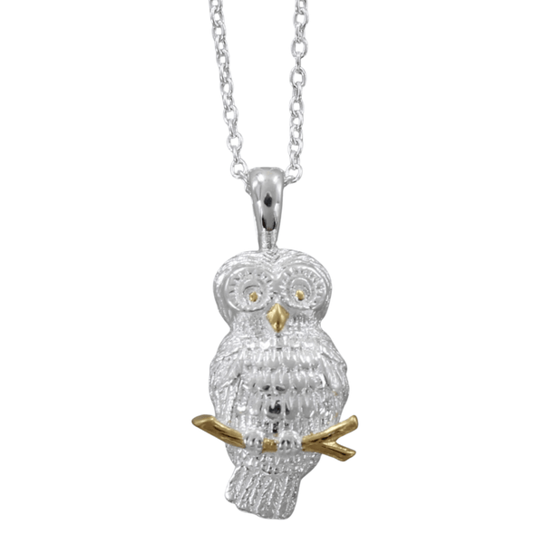 Silver and Gold plate Owl Necklace - Reeves & Reeves