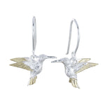 Silver and Golden Hummingbird Drop Earrings - Reeves & Reeves