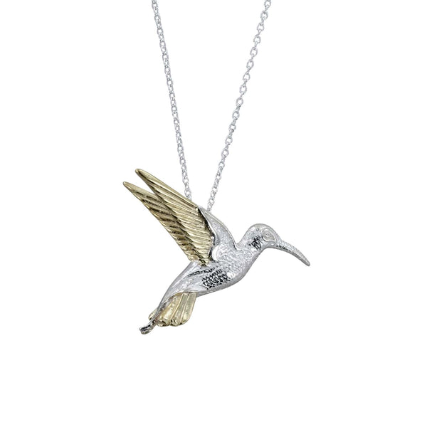 Silver and Golden Hummingbird Necklace - Reeves & Reeves