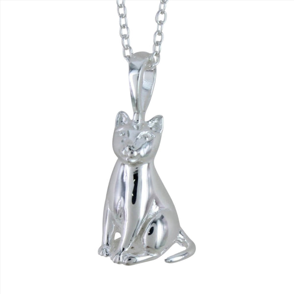 Sitting Cat Sterling Silver Necklace - Reeves & Reeves