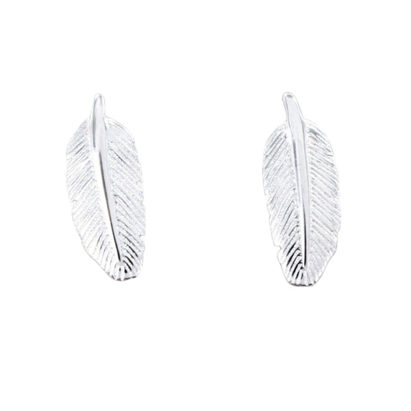 Small Detailed Sterling Silver Feather Studs - Reeves & Reeves