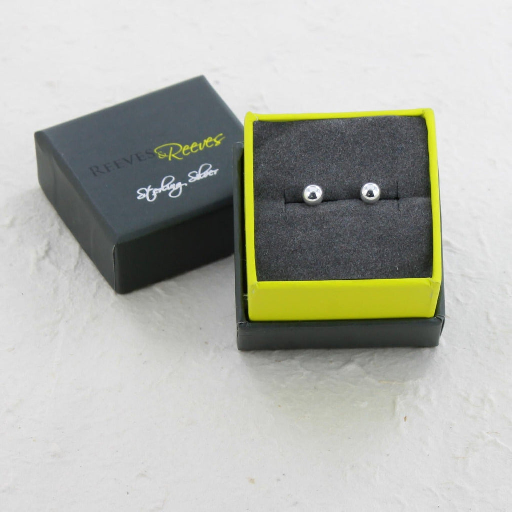 Small High Shine Sterling Silver Bead Earrings - Reeves & Reeves