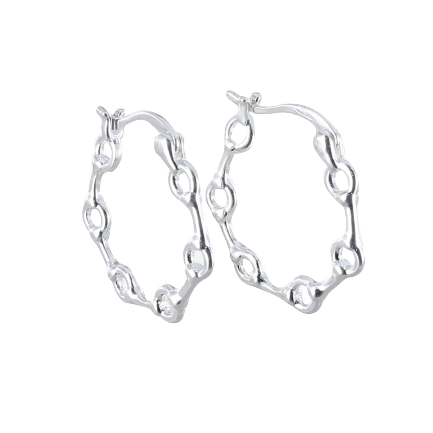 Snaffle Sterling Silver Hoop Earrings - Reeves & Reeves