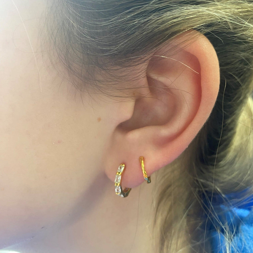 Sparkling Baguette Hoop Earrings - Reeves & Reeves