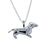 Sterling Silver 3D Dachshund Dog Necklace - Reeves & Reeves