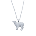 Sterling Silver Sheep Pendant hanging on a silver adjustable chain.