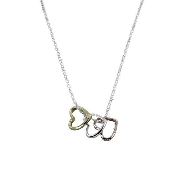 Sterling Silver Amoré Trio Heart Necklace - Reeves & Reeves