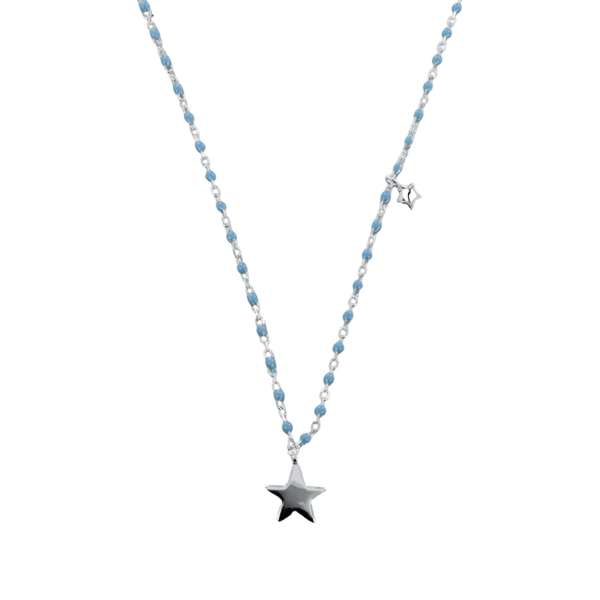 Sterling Silver and Baby Blue Star Enamel Necklace - Reeves & Reeves