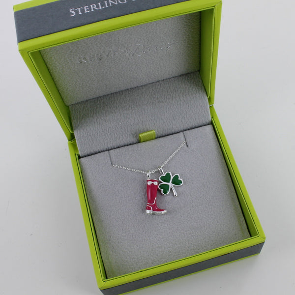Sterling Silver and Coloured Enamel Welly Necklace - Reeves & Reeves
