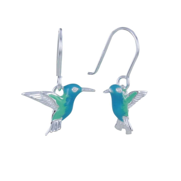 Sterling Silver and Enamel Hummingbird Earrings - Reeves & Reeves