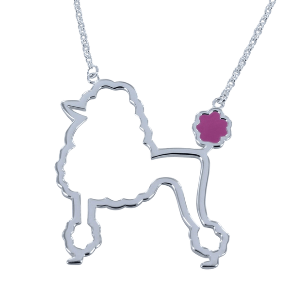 Sterling Silver and Enamel Poodle Dog Necklace - Reeves & Reeves