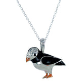 Sterling Silver and Enamel Puffin Necklace - Reeves & Reeves