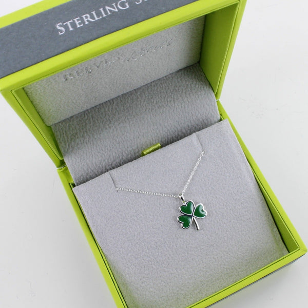 Sterling Silver and Enamel Shamrock Necklace - Reeves & Reeves