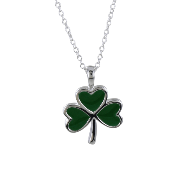 Sterling Silver and Enamel Shamrock Necklace - Reeves & Reeves