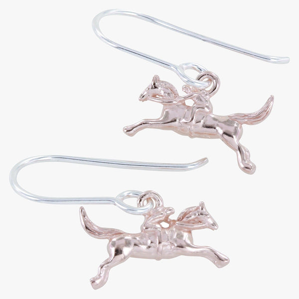 Sterling Silver and Gold Plate Racing Horse Earrings