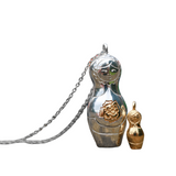 Sterling Silver and Gold Plated Russian Doll Necklace