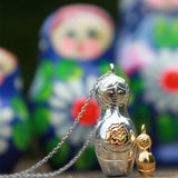 Sterling Silver and Gold Plated Russian Doll Necklace