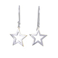 Silver and Gold hook earrings in the shape of stars. 