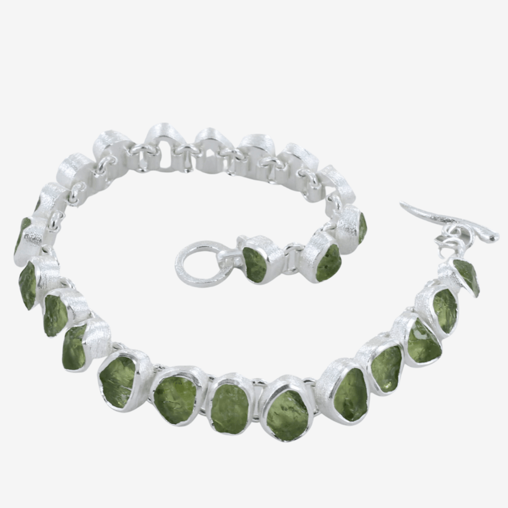 Raw Peridot Bracelet - August Birthstone Jewellery - Peridot & Pyrite Raw  Stone Jewelry - Green Gemstone Bracelet - Statement Bracelet Women