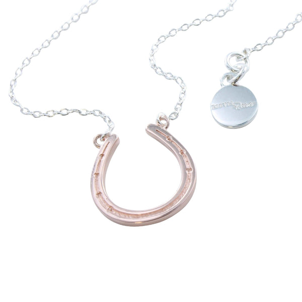Sterling Silver and Rose Gold Plate Horseshoe Necklace