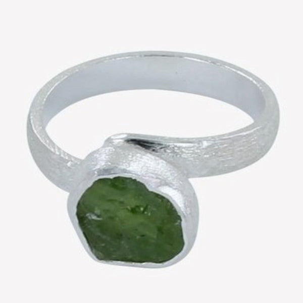 Sterling Silver and Rough Peridot Adjustable Ring - Reeves & Reeves
