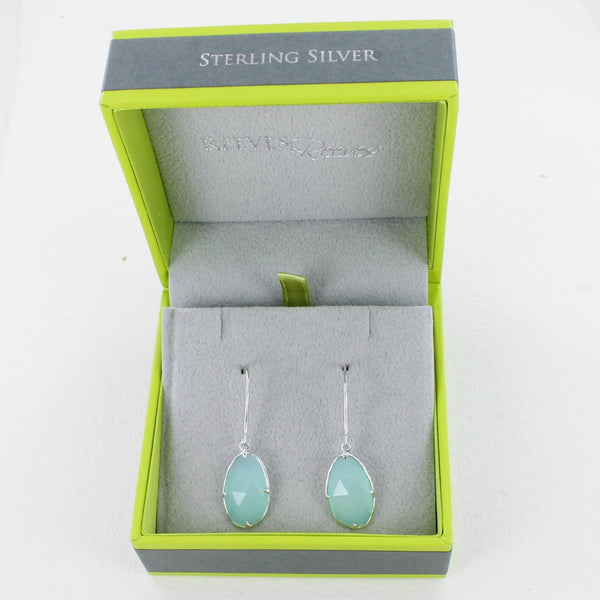 Sterling Silver Aqua Gem Earrings - Reeves & Reeves
