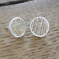 A pair of sterling silver Silver Birch stud earrings, with 18ct gold plate detail.