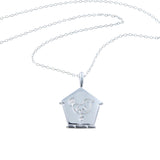 Sterling Silver Bird Box with Engraved Bird Necklace - Reeves & Reeves