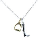 Sterling Silver Boot and Gold Plated Stirrup Necklace