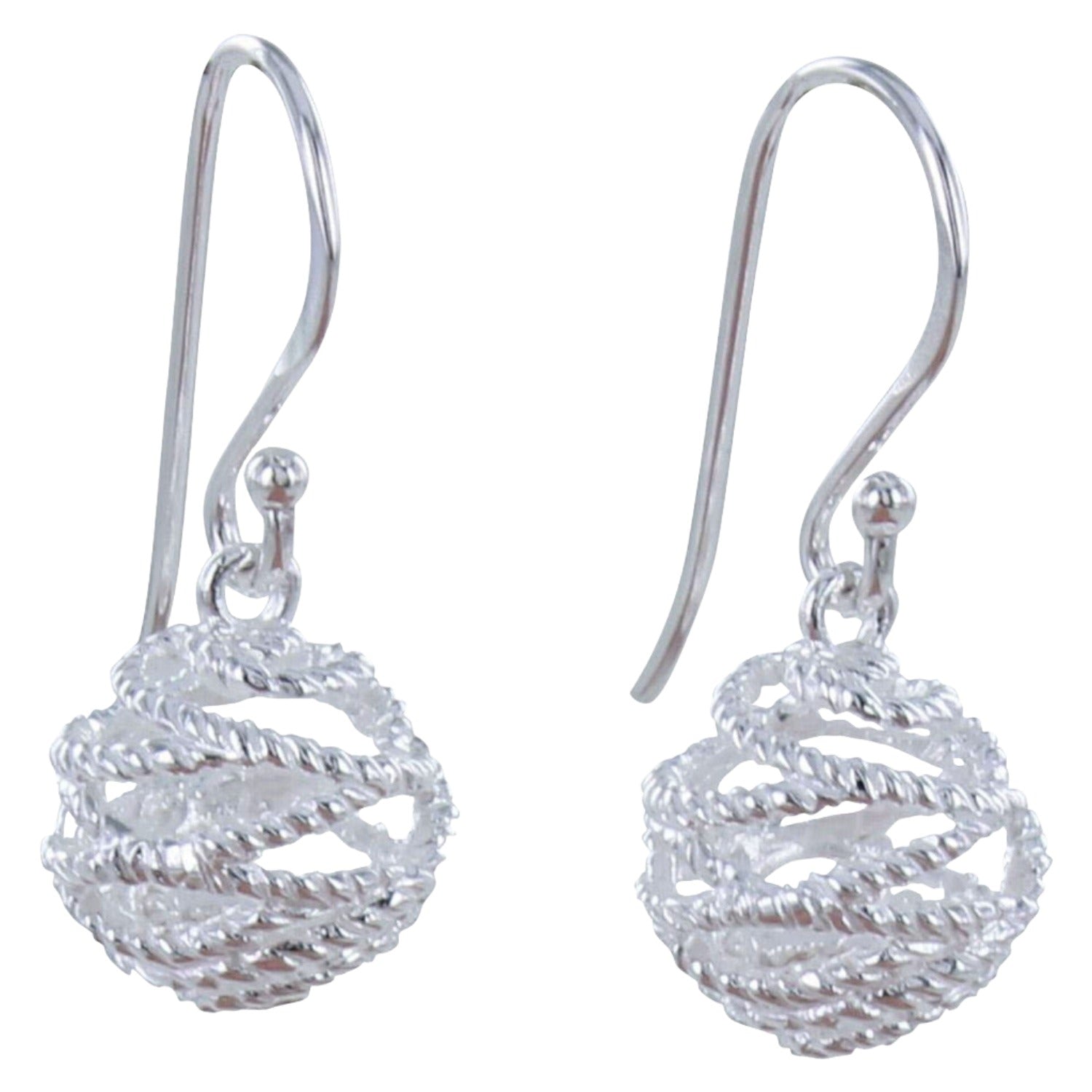 Sterling Silver Bridport Rope Ball Earrings - Reeves & Reeves