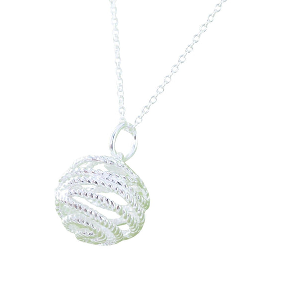 Sterling Silver Bridport Rope Ball Necklace - Reeves & Reeves