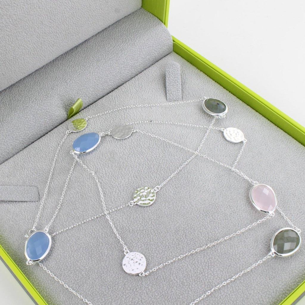 Sterling Silver Candy Five Stone Mixed Necklace - Reeves & Reeves