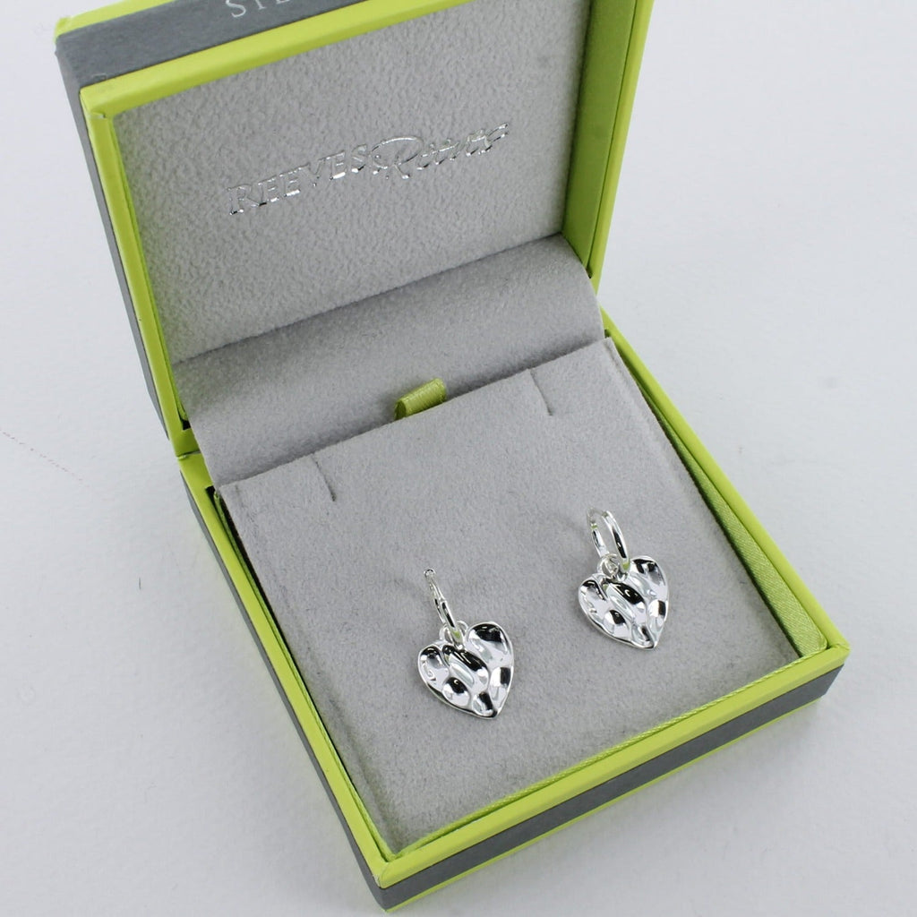 Sterling Silver Cleo Heart Earrings - Reeves & Reeves